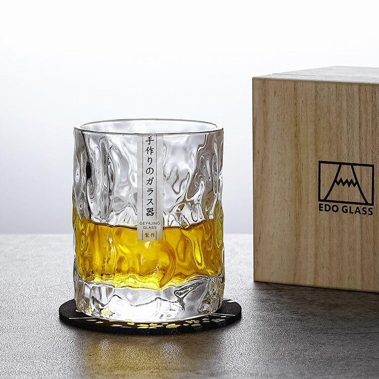EdoGlacier – Handcrafted Edo Kiriko Whisky Glass in Luxurious Wooden Box