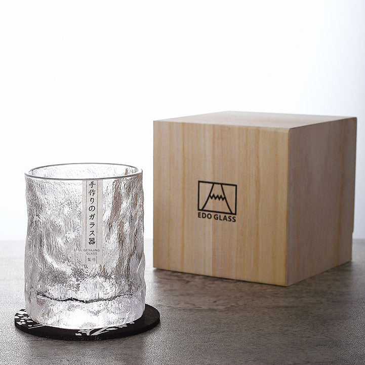EdoGlacier – Handcrafted Edo Kiriko Whisky Glass in Luxurious Wooden Box