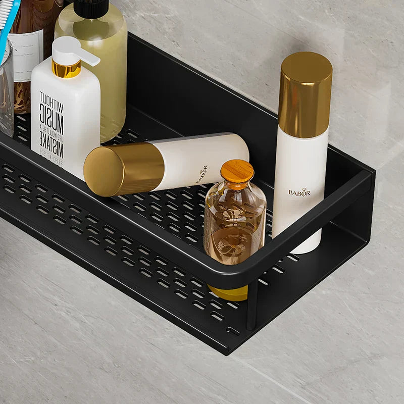 AquaForma – Black Shower Shelf with Modern & Space-Saving Design