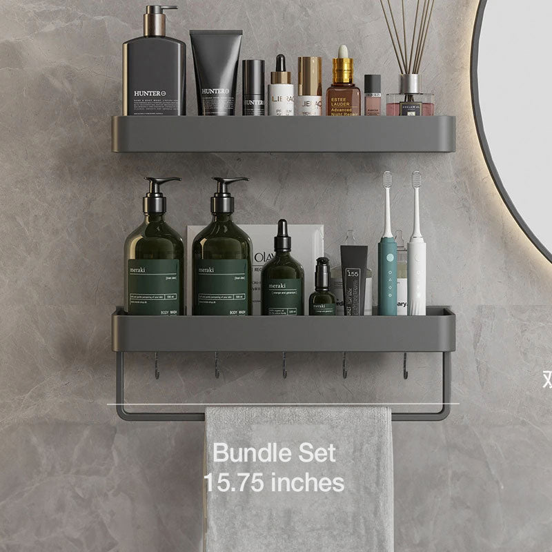 UrbanShelf – Modern Floating Bathroom Shelves with Adhesive Installation and Towel Holder