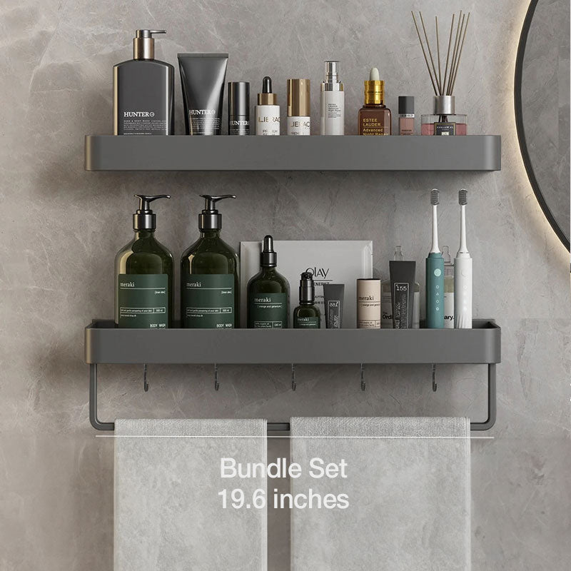 UrbanShelf – Modern Floating Bathroom Shelves with Adhesive Installation and Towel Holder