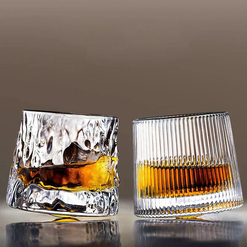 RippleGlaze – Textured Whisky Glass with Rotational Design for Elegant Drinking