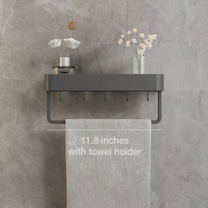 UrbanShelf – Modern Floating Bathroom Shelves with Adhesive Installation and Towel Holder