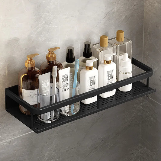 AquaForma – Black Shower Shelf with Modern & Space-Saving Design