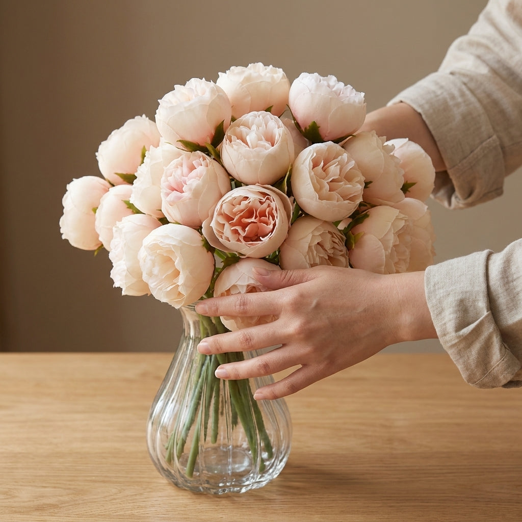 Artificial Peony Bouquet with Realistic Blooms