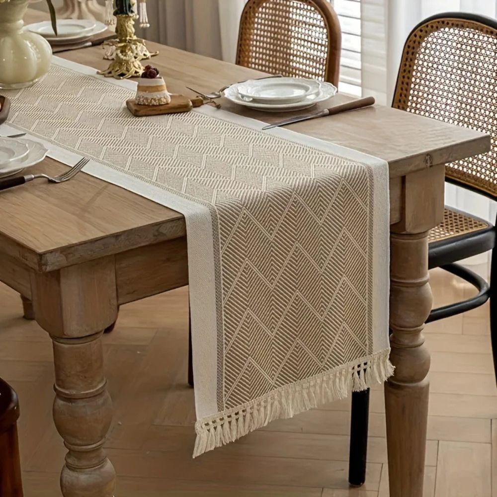 Elegant Table Runner with Woven Texture