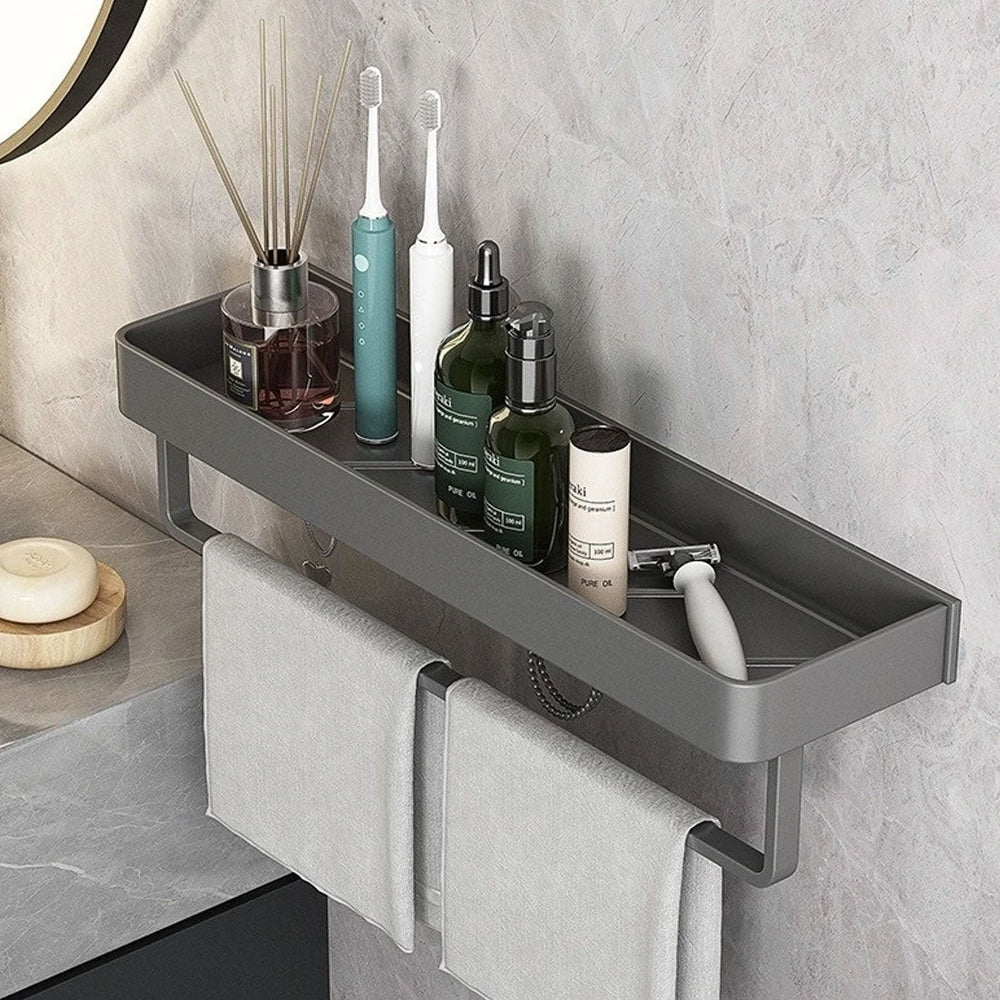 UrbanShelf – Modern Floating Bathroom Shelves with Adhesive Installation and Towel Holder